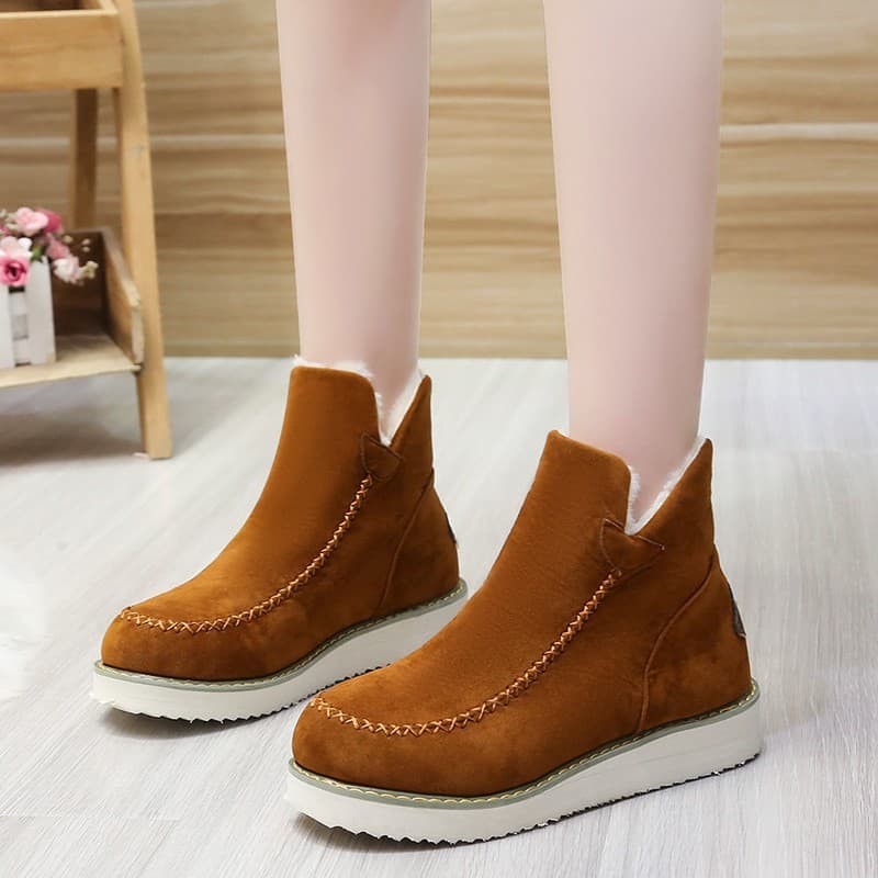 Snow Boots New Winter Large Size High Top Thick Sole Short Boots Slip-On Warm Low Top Cotton Boots Amazon Large Size Women's Boots