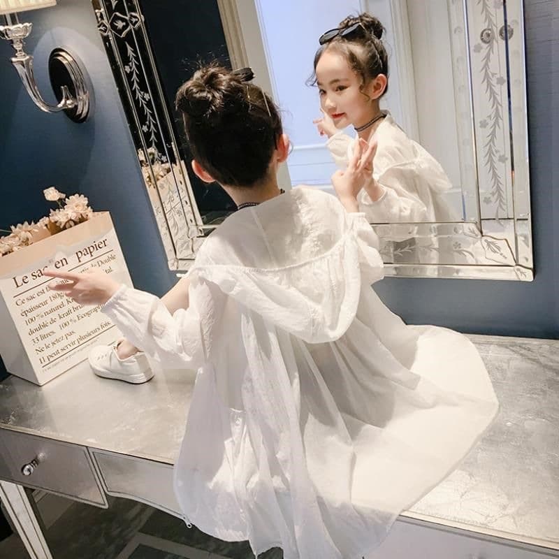 Girls Sun Protection Jacket for Kids, Summer 2022 New Ultra-Thin Jacket, Korean Style Sunscreen Suit for Older Girls