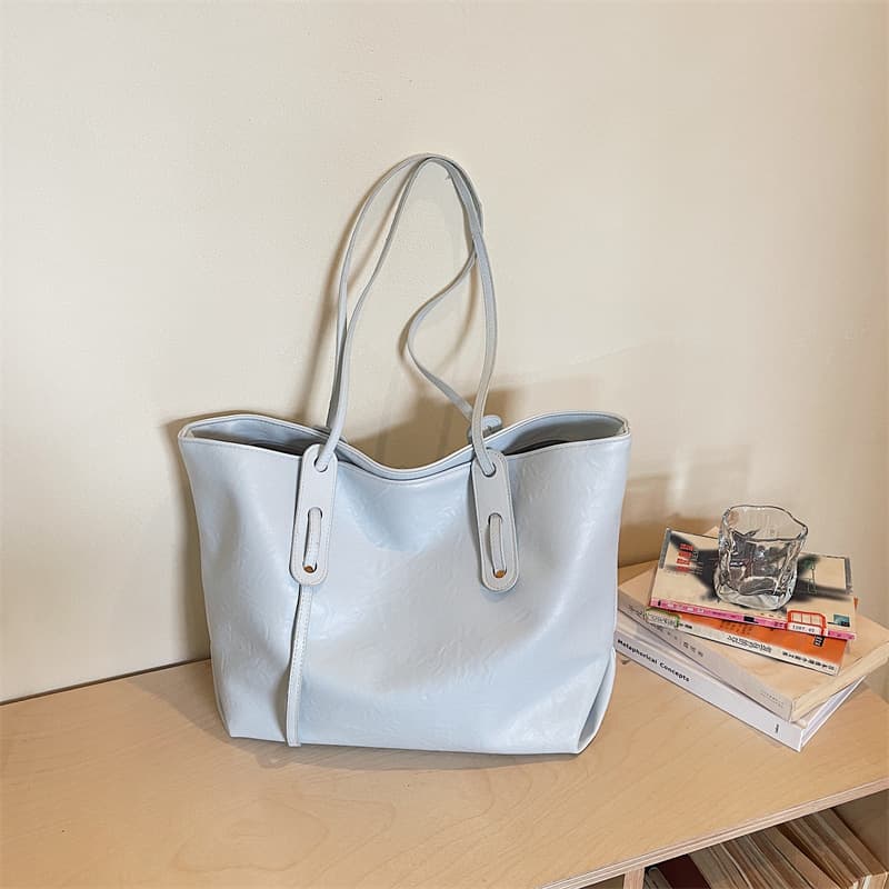Cross-border Minimalist Large Capacity Tote Bag for Women 2026 New Popular Shoulder Bag Student Class Commute Big Bag