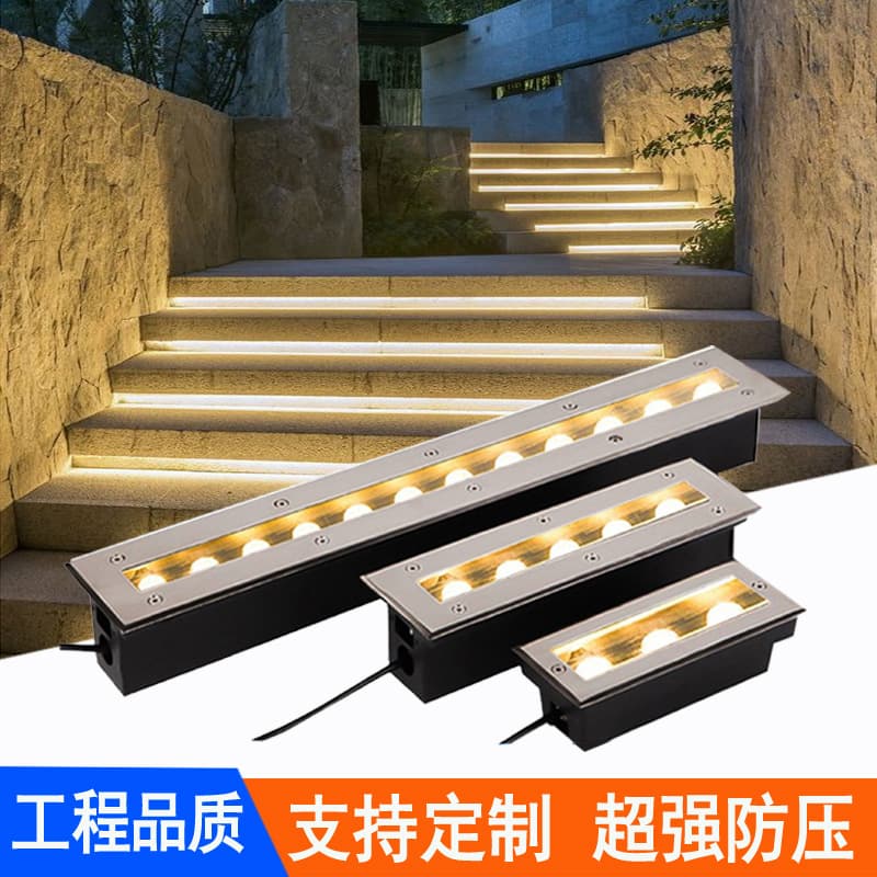Rectangular In-Ground LED Light, Outdoor Linear Floor Tile, Waterproof Line Spotlight for Plaza and Park