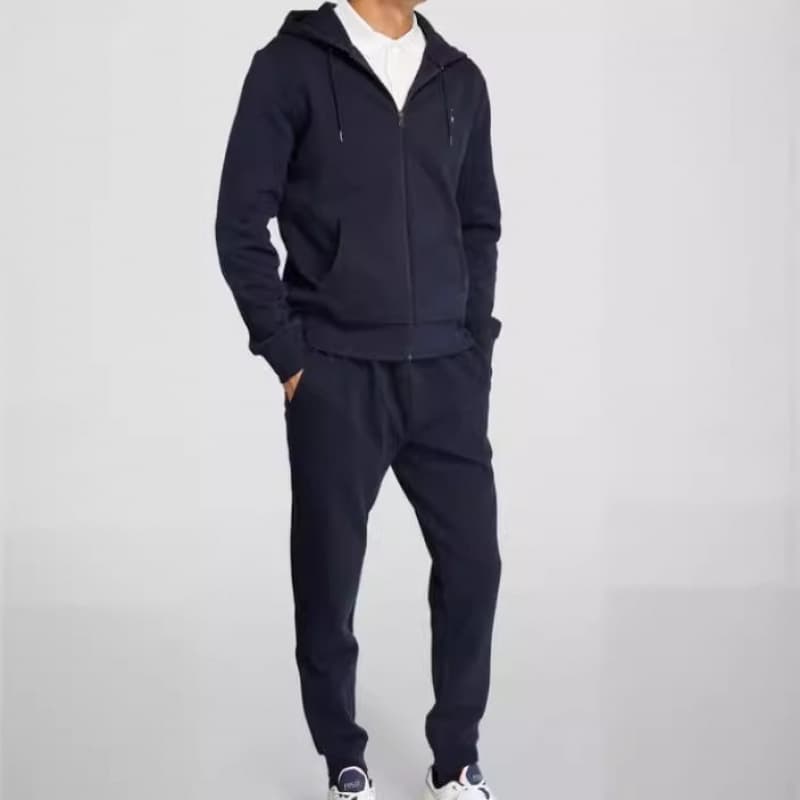 Cross-border Men's New Classic Fashion Casual Outdoor Sports Slim Fit Trendy Fleece Zip Set Sweatshirt