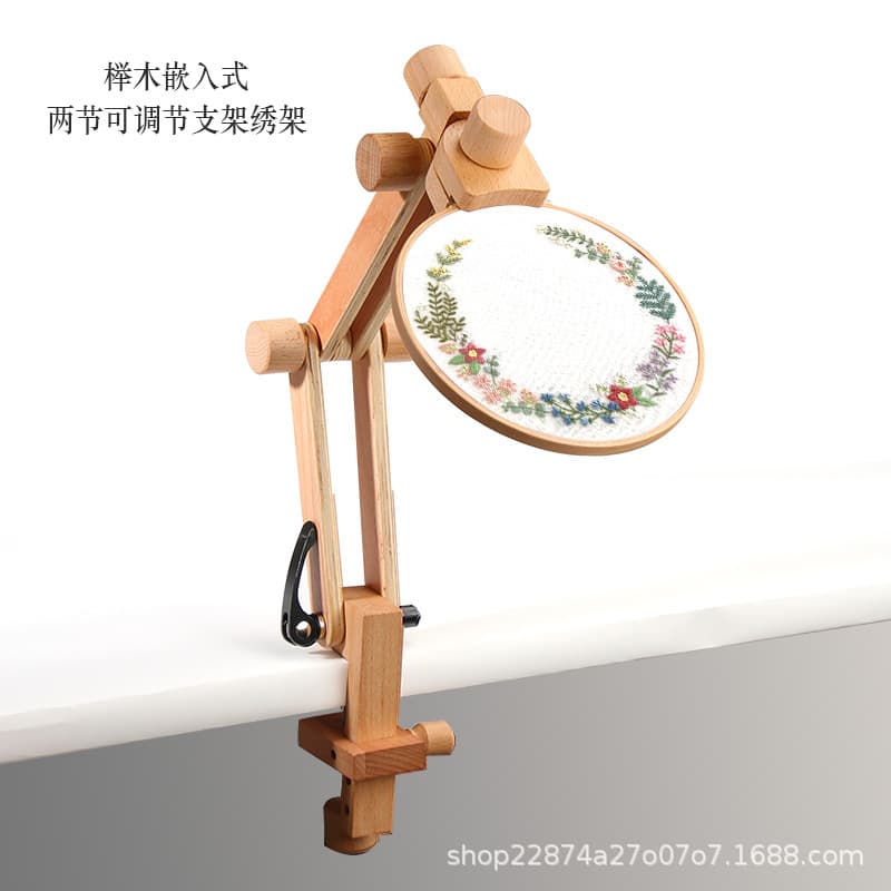 Tableside embedded adjustable wooden solid wood cross-stitch stand E-section multi-section embroidery stand hand-embroidered embroidery stretcher