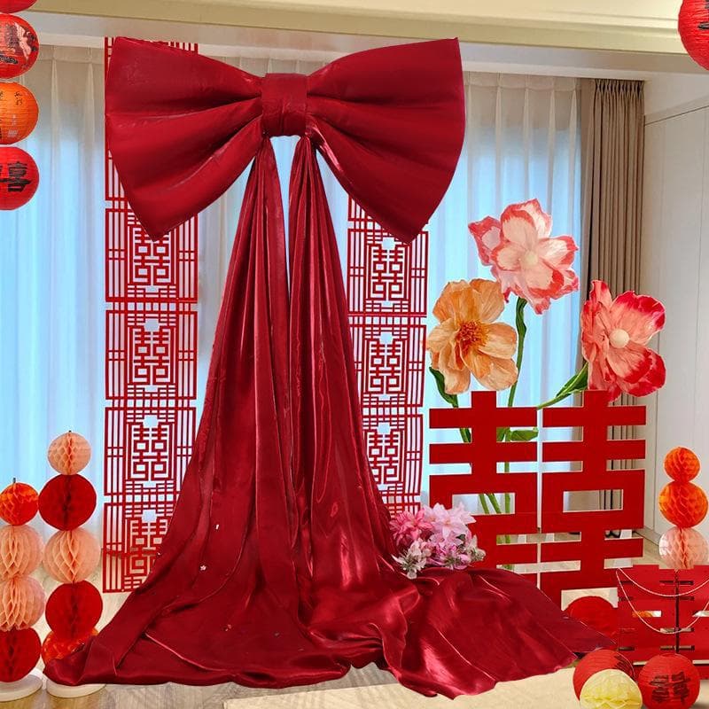 Wedding Room Decoration for Bride's Home Engagement Banquet Extra Large Bowknot Atmosphere Background Viral Decoration Set