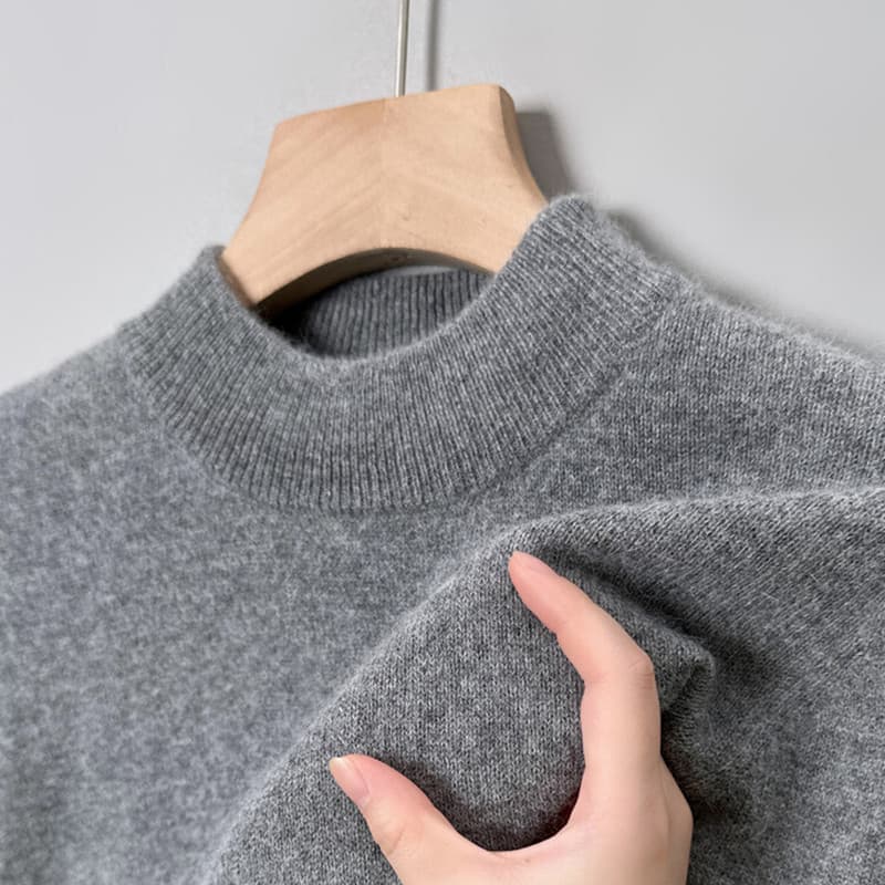 New Autumn/Winter Half Turtleneck Wool Sweater for Men Solid Color Long Sleeve Knit Casual Skin-Friendly Warm Base Layer