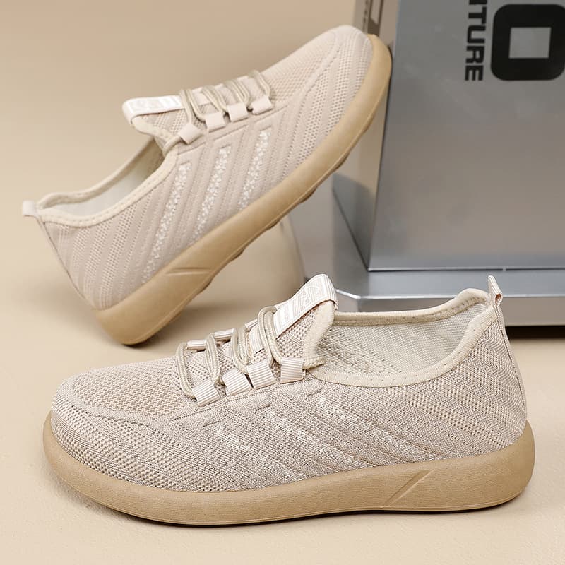 Women's New Flyknit Casual Shoes, Fashionable Shallow Mouth Lightweight Soft Sole Flat Shoes, Mesh Shoes for Moms