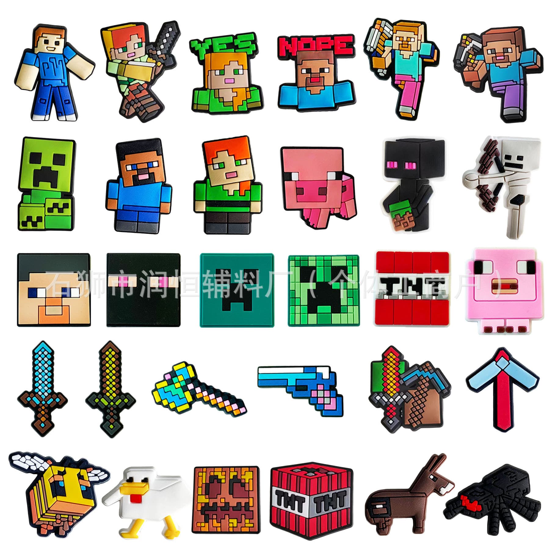 Croc Shoes Shoes Flower Minecraft Cartoon PVC Soft Rubber Shoe Buckle Accessories Shoe Decoration