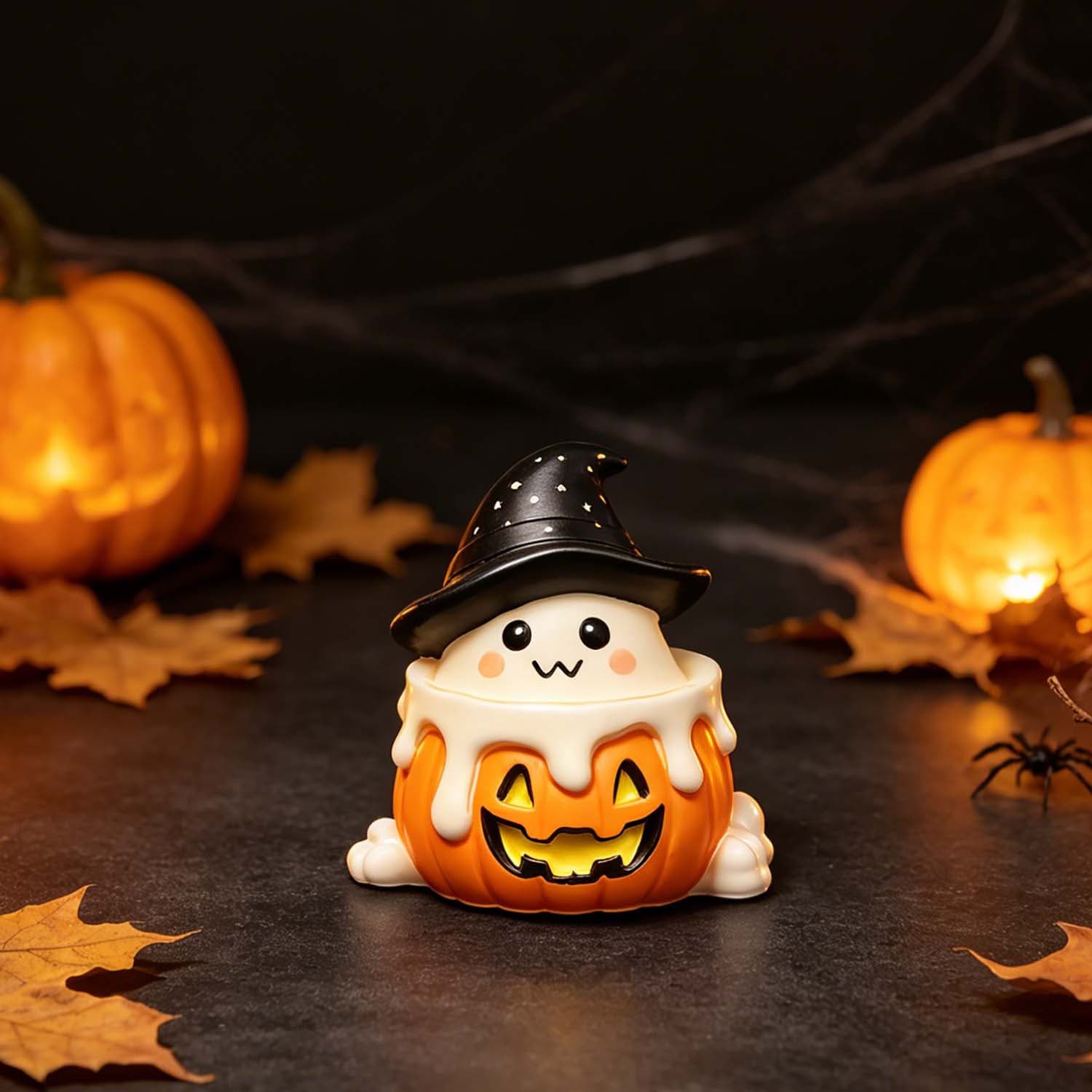 Pumpkin Cup Ghost Scented Candle Epoxy Mold, Halloween DIY Cute Hat Ghost Decoration Silicone Mold