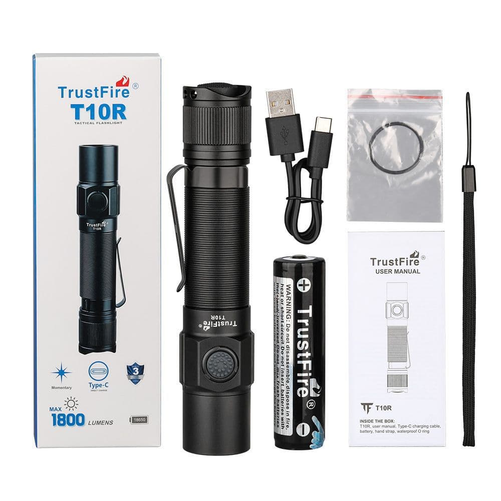 TrustFire strong light flashlight T10R rechargeable home outdoor long-range small flashlight multi-purpose tactical flashlight