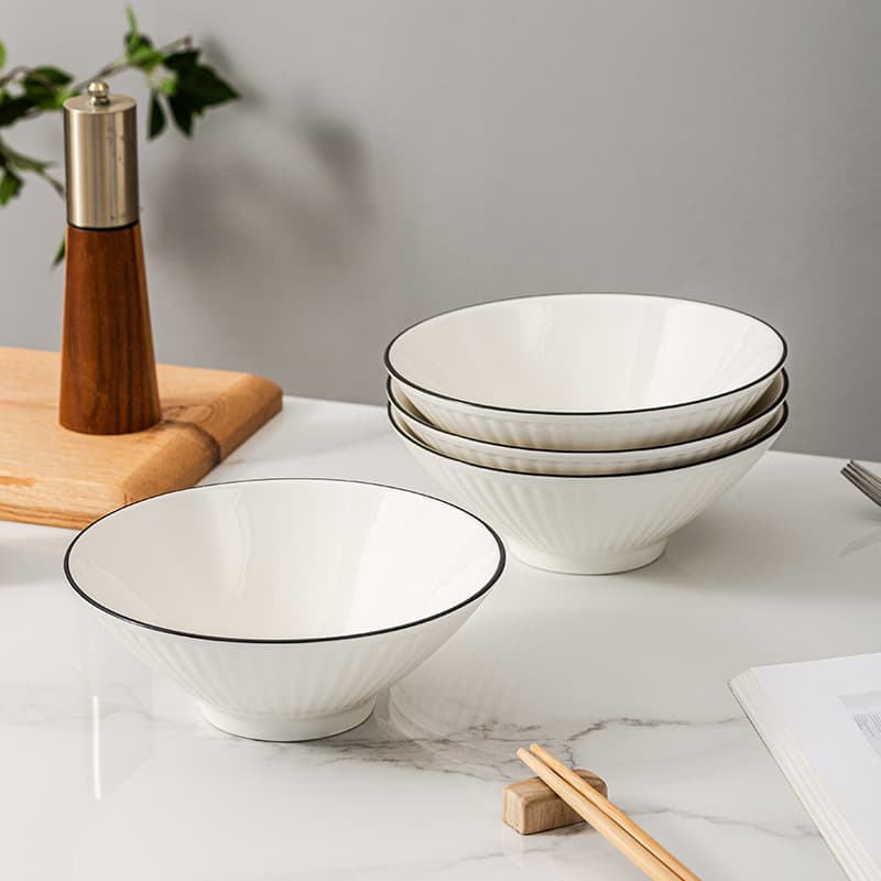 Japanese Ramen Bowl, Large Ceramic Noodle Bowl, Soup Bowl, Rice Bowl, Bamboo Hat Bowl - Drop Shipping Supported