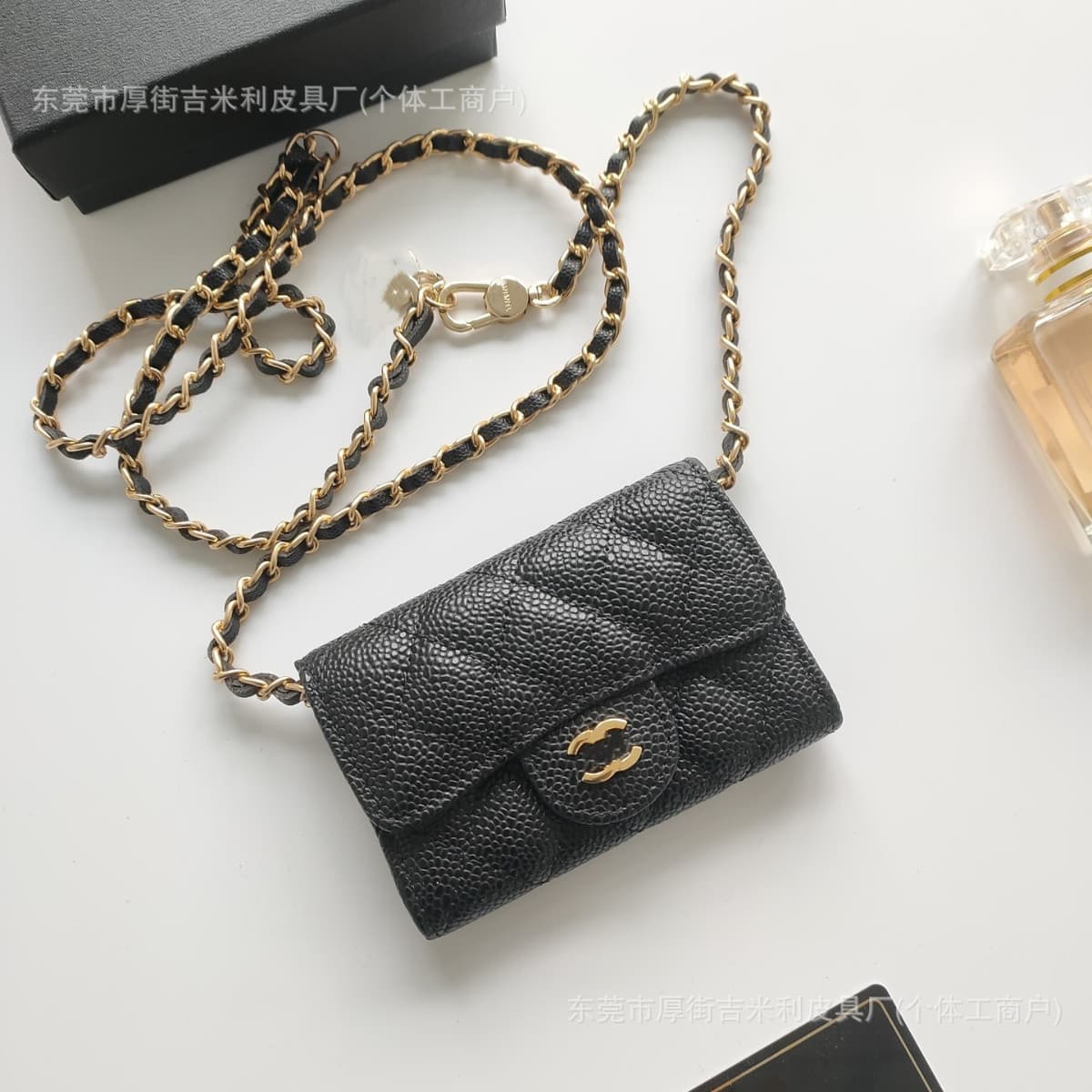 Trendy Mini Chanel-Style Genuine Leather Mini CF Crossbody Bag Chain Waist Bag Accessory Bag Coin Purse