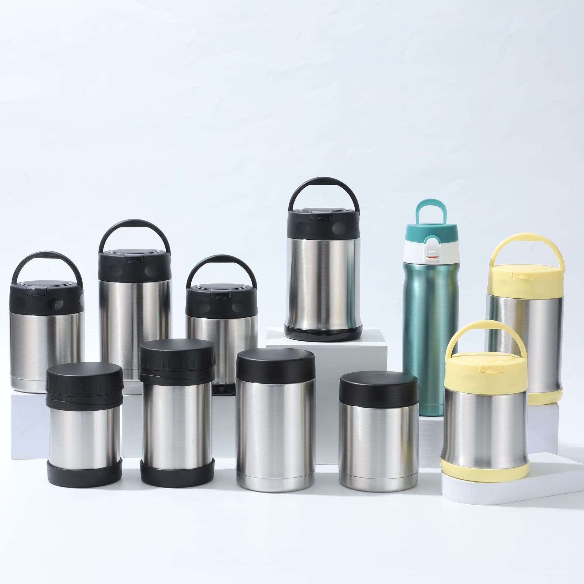 High-Aesthetic Portable Thermal Insulated Food Jar, 304 Stainless Steel Double-Layer Vacuum Thermos with Handle, Wholesale from Manufacturer