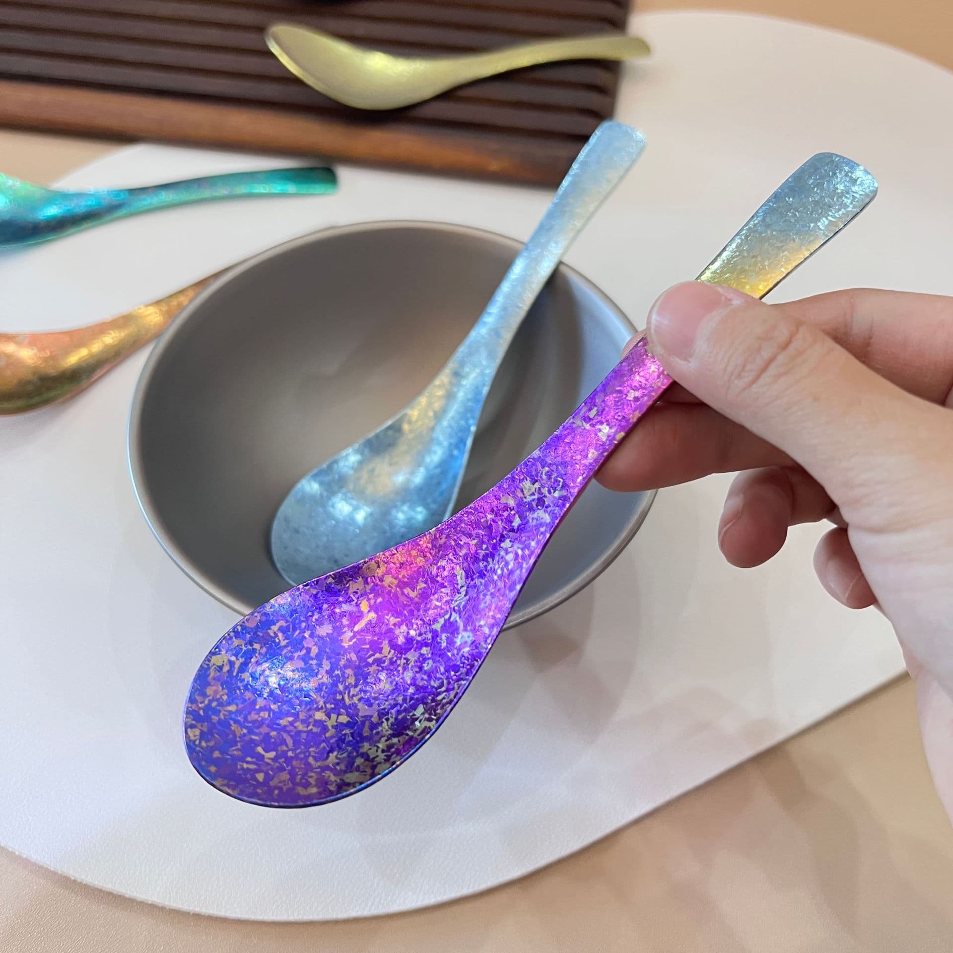 Cross-border Amazon Pure Titanium Phoenix Spoon Outdoor Titanium Spoon Camping Portable Titanium Tableware Home Titanium Metal Rice Spoon