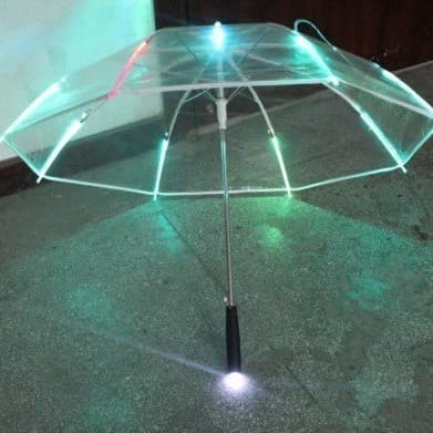 Glowing pure transparent umbrella, automatic long handle dual-use large umbrella, couple's transparent umbrella.