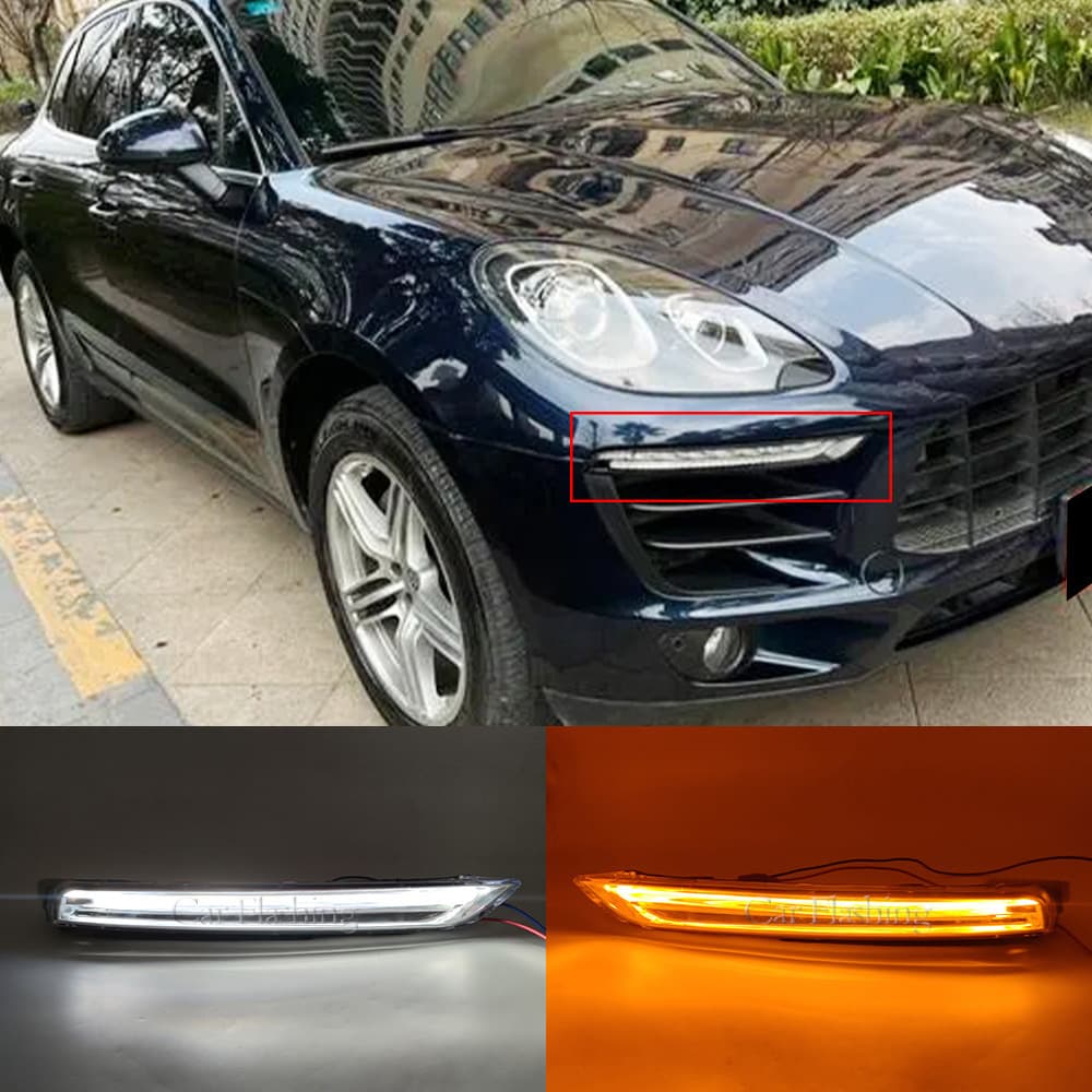 Suitable for Porsche 15-17 Cayenne front bumper bar light Cayenne daytime running light front fog light turn signal