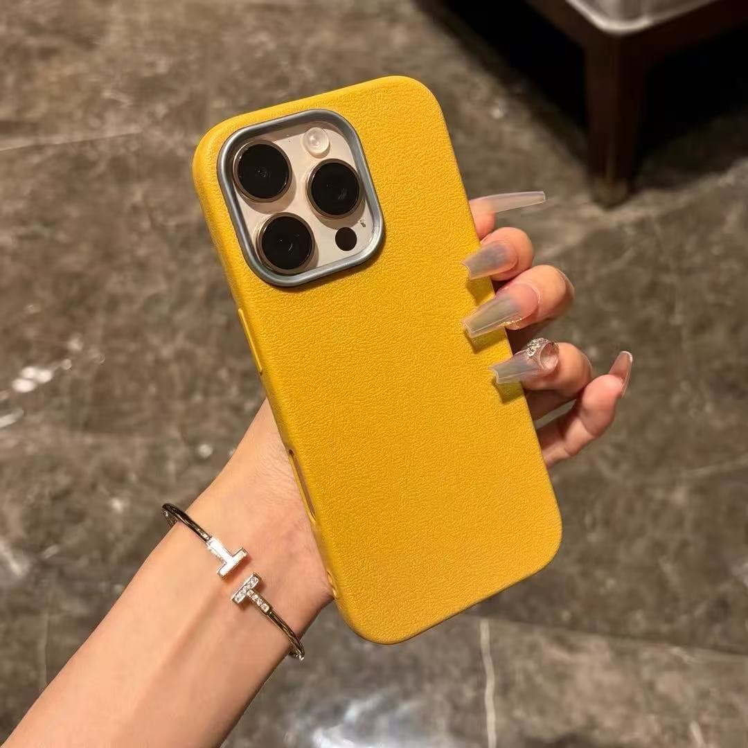 Leather texture photo frame suitable for Apple 17promax mobile phone case iphone16 new 15pro leather non-colliding style