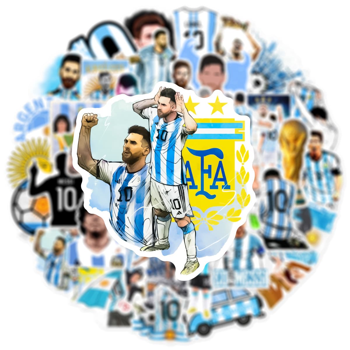 50pcs Football Star Messi Stickers for Phone Case, Computer, Helmet, Luggage Decal Messi Sticker