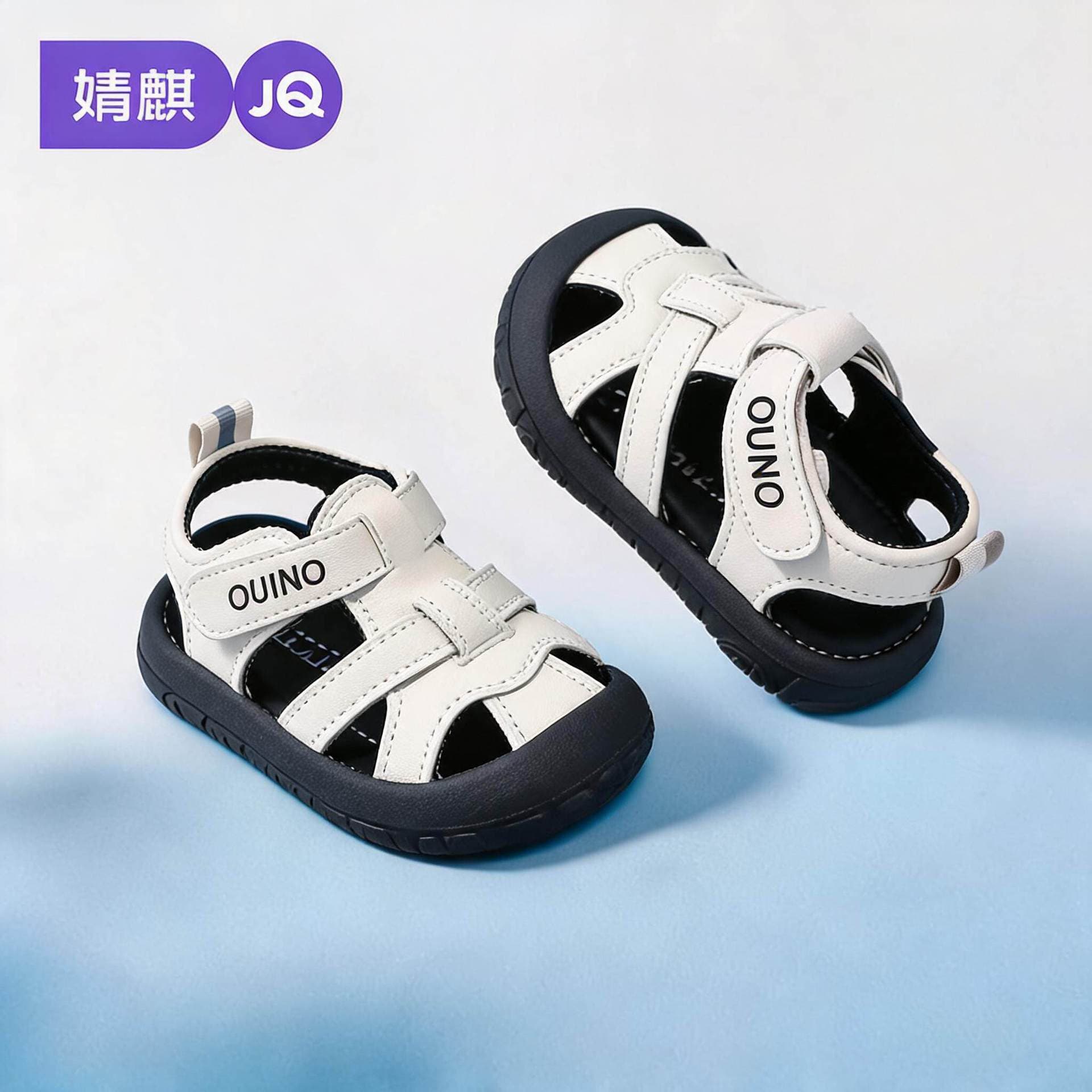 Jingqi Children's Shoes, Infant Soft Sole Toe Protection Anti-Kick Sandals, Boys and Girls Anti-Slip Summer Breathable Mesh Shoes