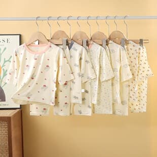 Lightning Warehouse Bestseller Children's Two-Piece Set Thin Seven-Sleeve Boys and Girls Home Pajamas Baby Sleepwear Air Conditioning Suit