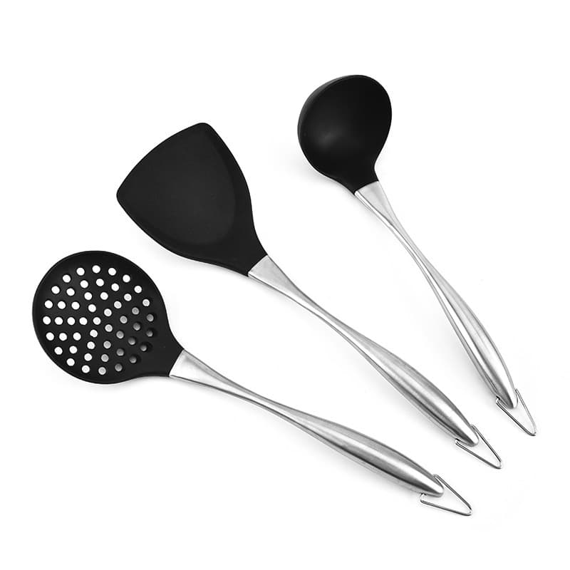 Non-Stick Silicone Spatula Kitchen Utensils Set with Stainless Steel Handle, Household Shovel and Spoon