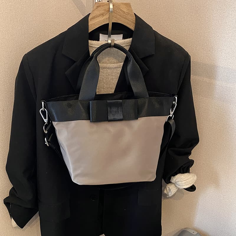 2025 New Lightweight Large Capacity Color Block Small Tote Bag Lunch Bag Picnic Bag Nylon Handbag Bags