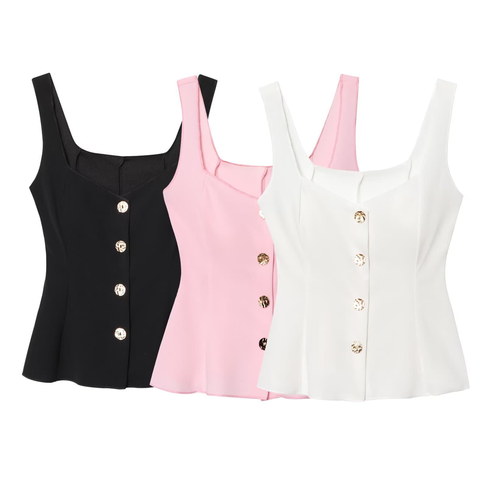 Pb&Za Women's Clothing 2026 Summer New Style Three-Color Short Skirt-Style Elastic Vest-Style Top 5584229