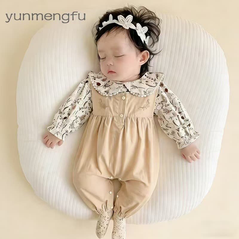 Baby Overalls Set Spring and Autumn One-Piece Outfit Baby Princess Super Cute Stylish Korean Style Two-Piece Set Spring Outerwear