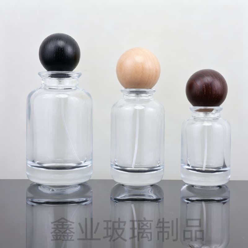 Perfume Bottle Stock 30/50ml Clear Glass Empty Bottle Perfume Filling Bottle Sample Refill Bottle Wholesale Wooden Cap