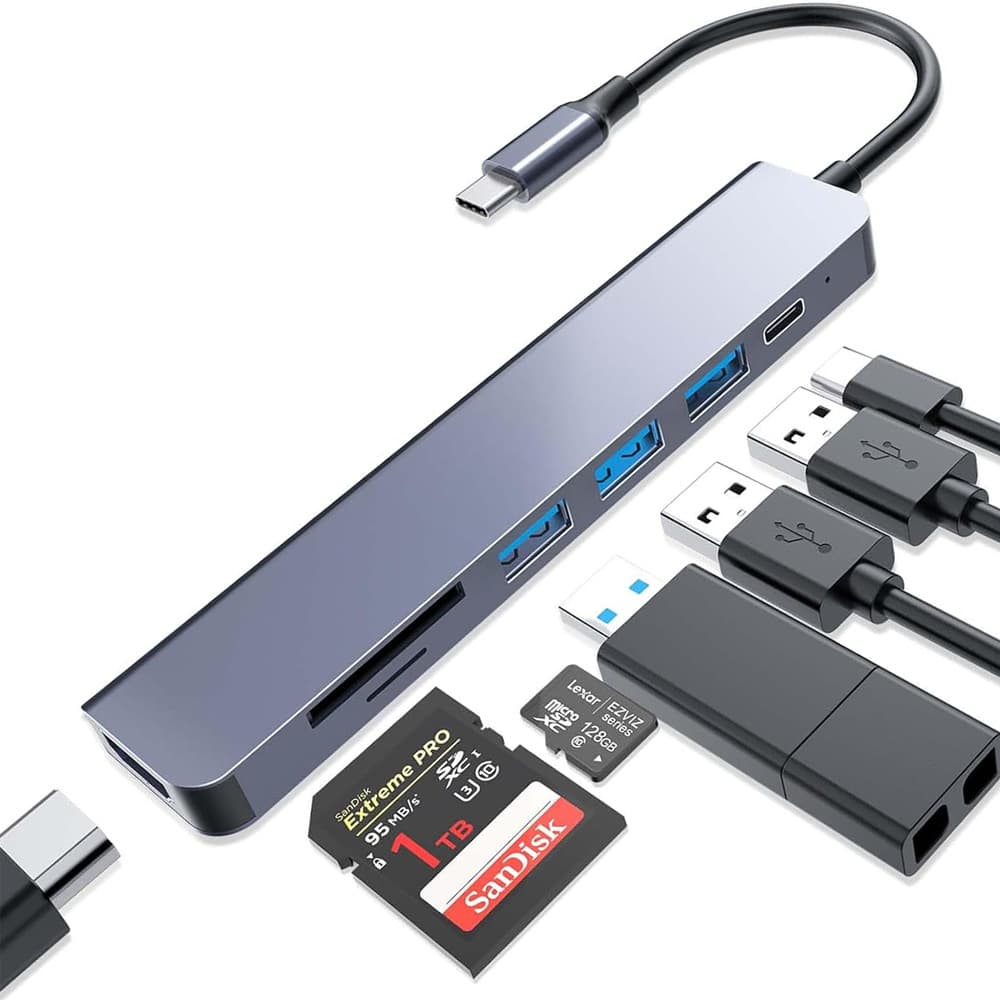 7-in-1 docking station for mobile phones, tablets, gaming handhelds, Type-C multi-function converter, 7-in-1 docking station.