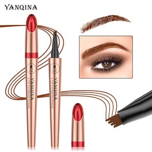 Amazon Bestseller YANQINA Yanqina Four-Prong Eyebrow Pencil, Quick-Drying, Waterproof, Smudge-Proof, Natural Brow Liquid Eyebrow Pen