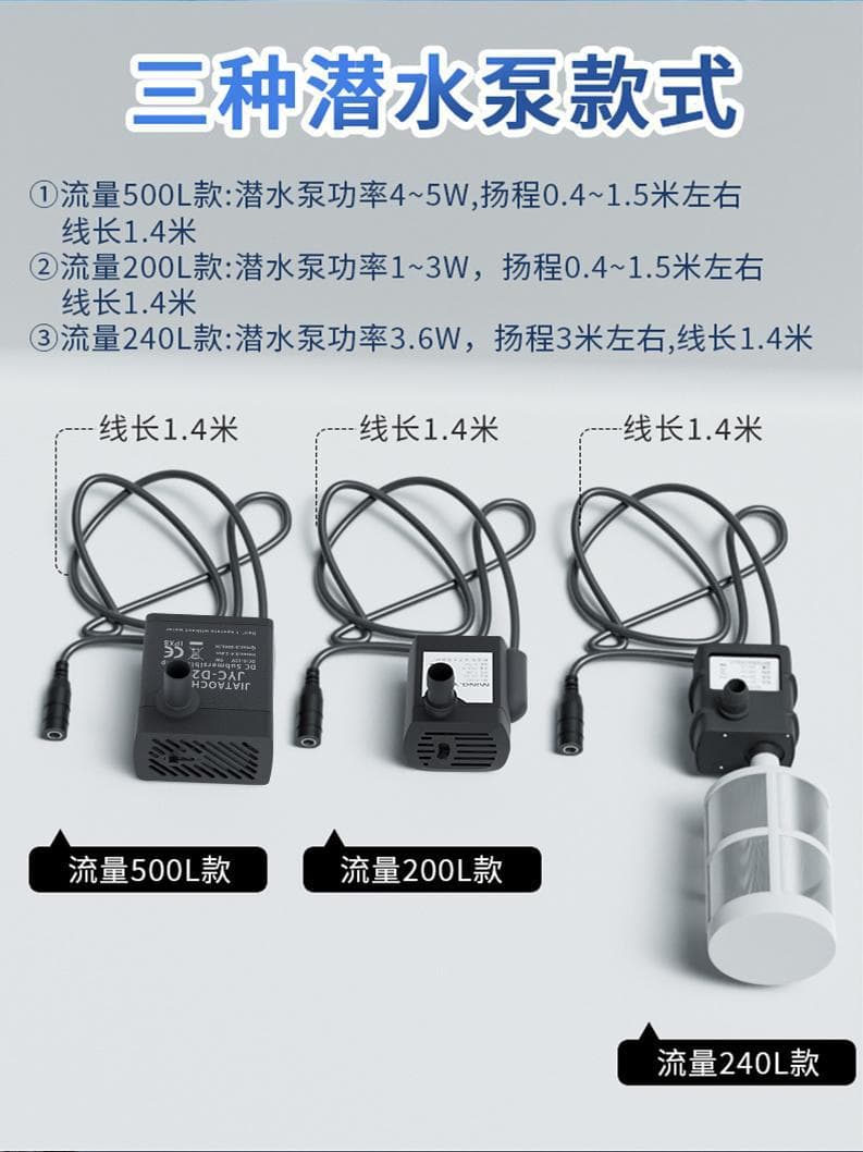 12V Low Voltage Water Pump, Solar Compatible 5W, 1.2m Head, Submersible Pump for Fish Tank Aeration Circulation