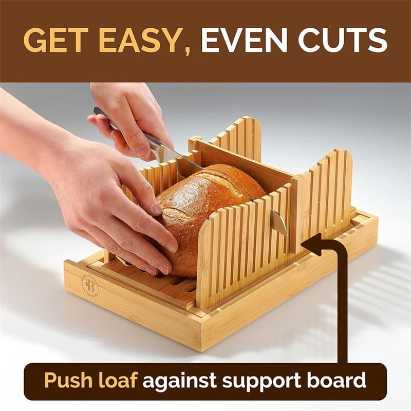 Bamboo Bread Slicer Kitchen Fruit Cutting Board Cake Baking Crumb Tray Solid Wood Dividing Board