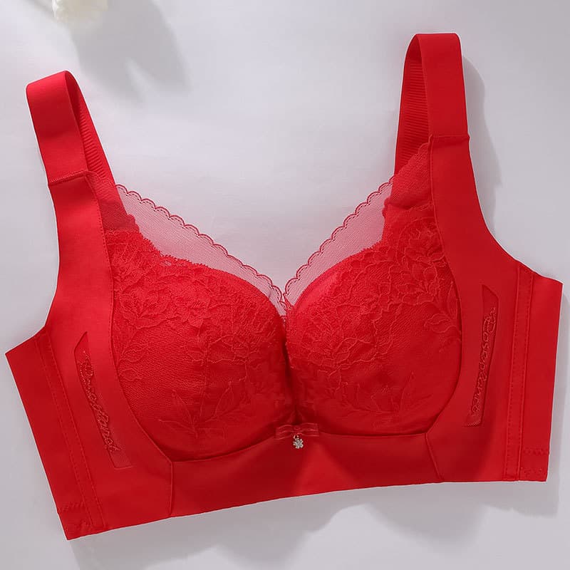 Side-Free Bra for Women, Push-Up Thin Breathable Comfort Modal Adjustable Zodiac Year Bright Red Bra