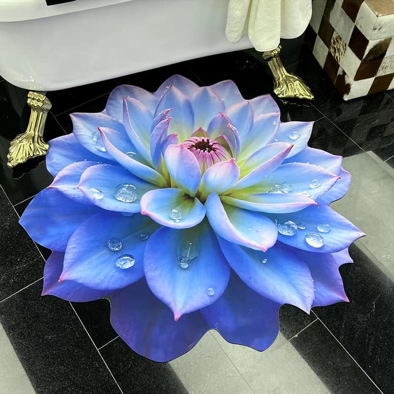 Cross-border Diatomite Bath Mat 3D Floral Design Bathroom Absorbent Non-slip Mat Factory Direct Supply