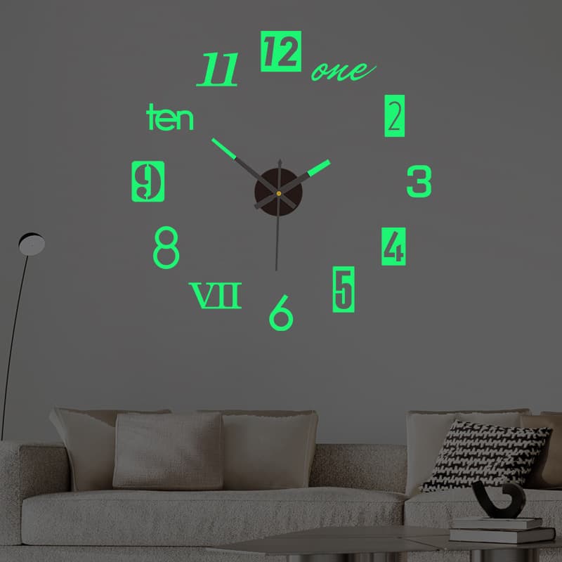 Creative Acrylic Glow-in-the-Dark DIY Wall Clock, Nordic Simple Living Room Bedroom Silent Clock, Mirror Wall Sticker Decorative Clock