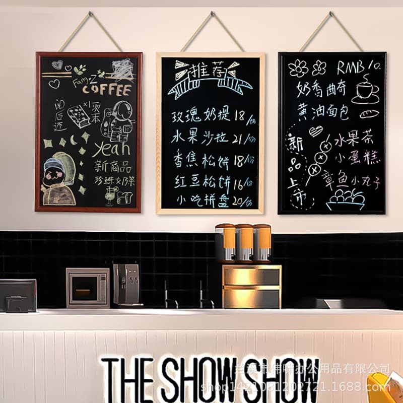 Wall-mounted magnetic blackboard for shops and homes, suitable for practicing chalk writing, shop advertising message boards, and handwritten billboards.