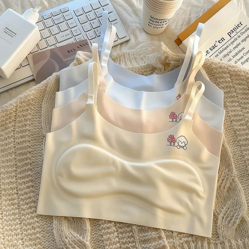Strapped Ice Silk Girls' Development Vest for 6-18 Year Olds, Seamless Children's Underwear for Elementary Students, Cool and Comfortable Tube Top