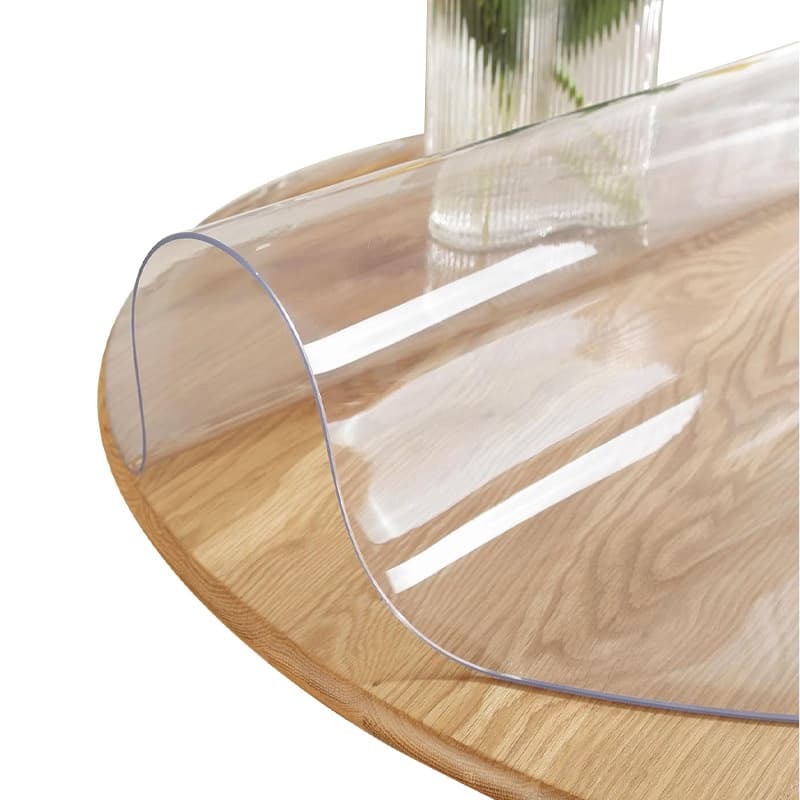 Round Soft Glass PVC Transparent Tablecloth Dining Table Mat Waterproof Oil-Proof Heat-Resistant Coffee Table Mat No-Wash Student Desk Pad