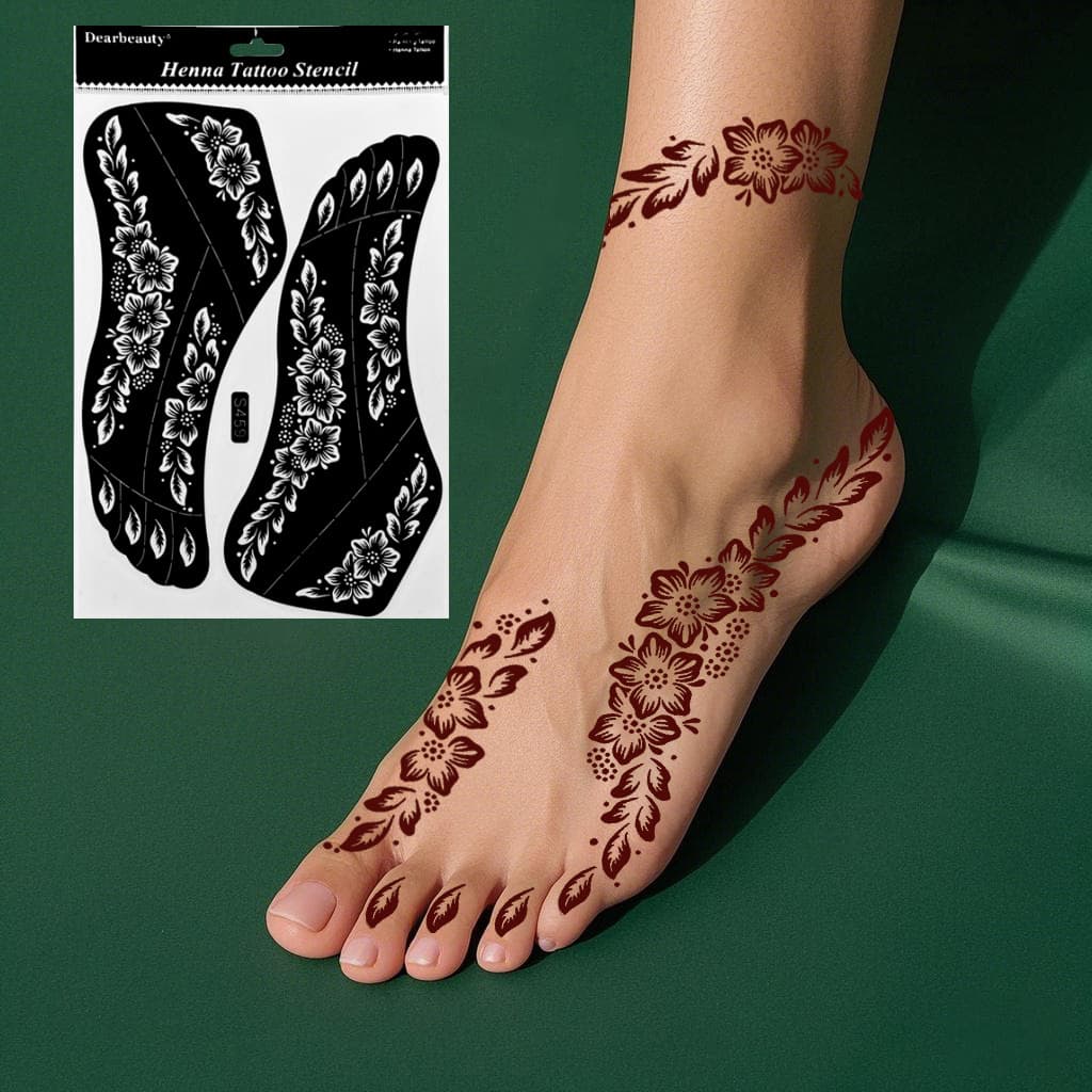 Indian Henna Tattoo Template Temporary Tattoo Foot Inkjet Tool Painting Herbal Juice Tattoo Sticker