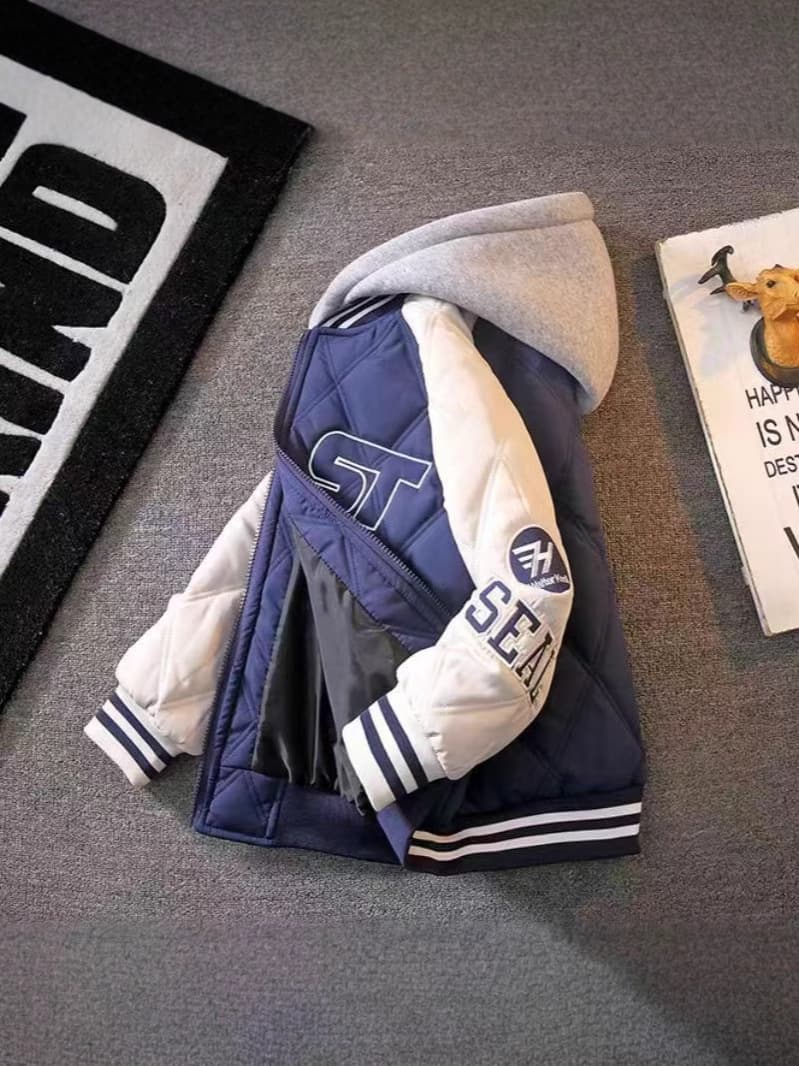 Boys' Quilted Jacket Autumn/Winter Thickened Baseball Style Cotton Coat Thin Cotton Kids' Cotton Wear 2024 New Arrival