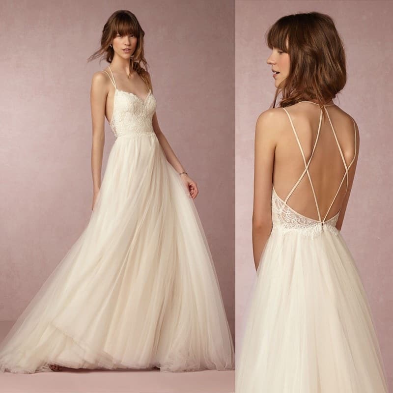 Foreign Trade Evening Dress, Cross-Border Wedding Dress, Backless Sexy Travel Photography Gown, Light White Elegant Host Banquet Evening Dress for Women