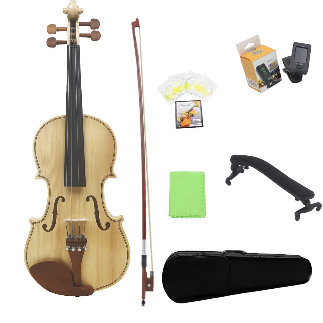 Handmade Solid Wood Violin for Beginners and Children Tiger Pattern Violin 4/4 Size Music Instrument Suitable for All Scenes