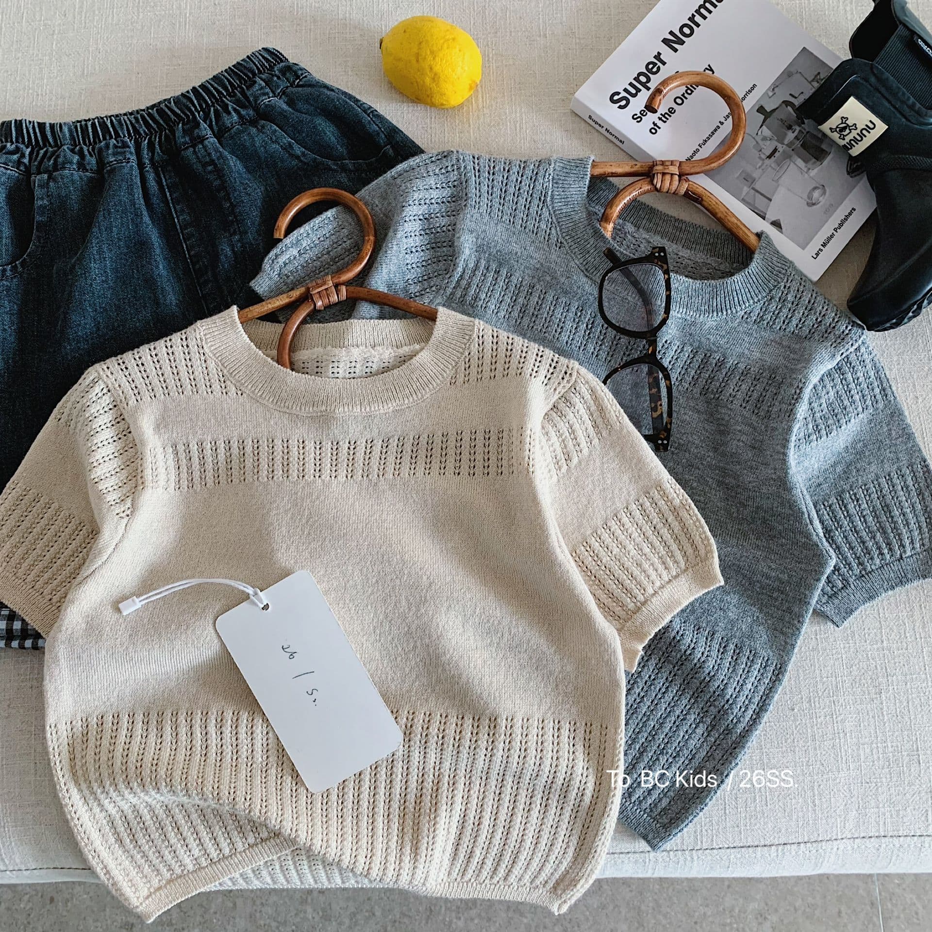 Bangcheng Boys Knitted Short Sleeve 2026 Summer New Children Solid Round Neck Pullover Top Stylish Summer Wear