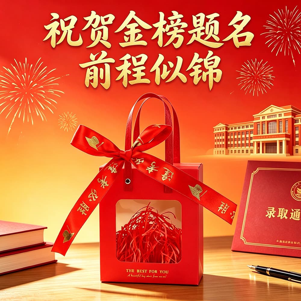 High School Entrance Examination Gold List Title Gift Bag College Entrance Examination Graduation Bag Bright Future Red Graduation Appreciation Banquet Souvenir