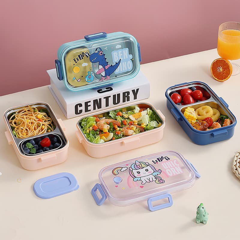 Lunch Box Unicorn Cartoon Stainless Steel Deck with Bowl Lunch Box Children Student Lunch Box Lunch Box Sealed Lunch Box