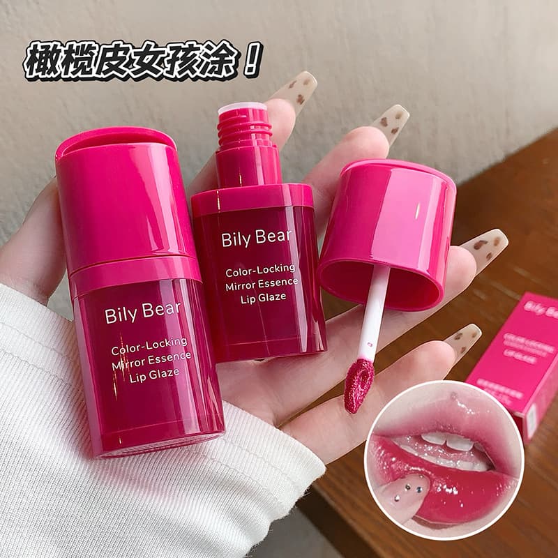 Bily Bear Color-Locking Mirror Serum Lip Glaze, Mirror Water Shine, Clear and Lightweight, Non-Sticky, Affordable Chinese Beauty Makeup