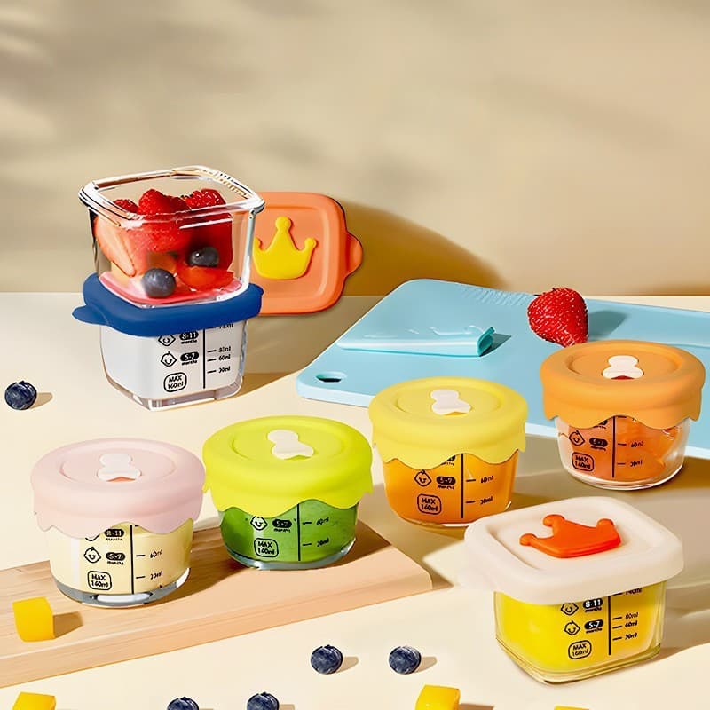 Baby complementary food box, baby glass complementary food bowl, steamable custard bowl, infant box cup mold complete set factory