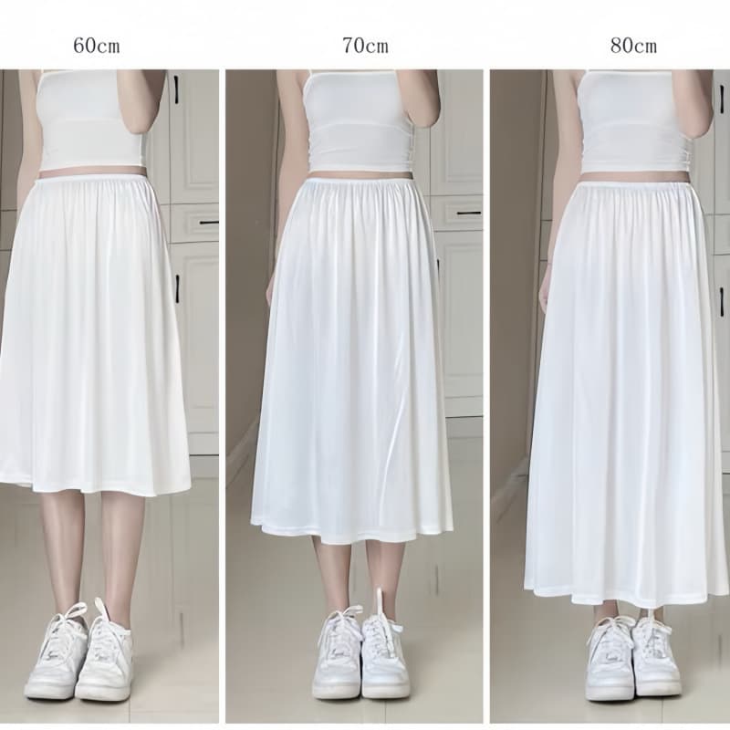 White midi skirt, horse-face skirt, anti-exposure inner lining, Hanfu base layer, white non-see-through inner lining, waist-length, anti-static.
