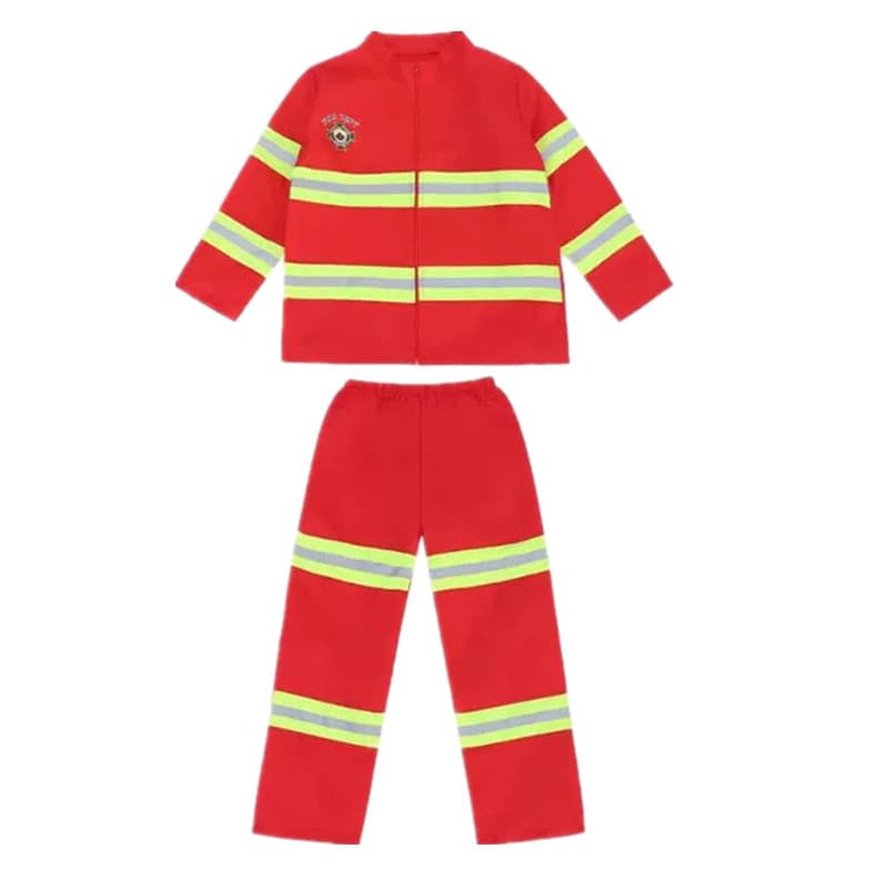 Kids Firefighter Costume Role Play Outfit Fire Performance Clothes Long Sleeve Red Blue Wholesale