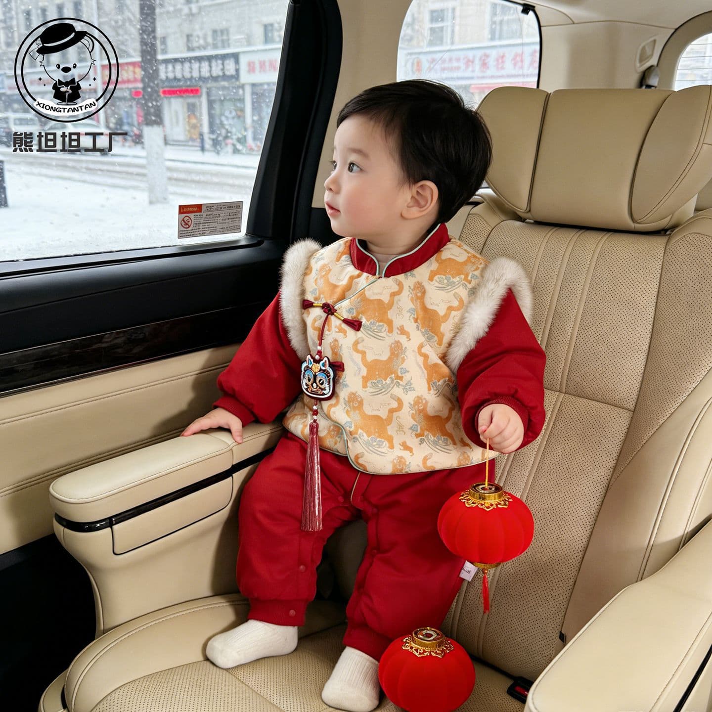 Baby jumpsuit winter thickened going out clothes new Chinese style festive and western style infant and toddler Tang suit crawler suit one-year-old dress winter