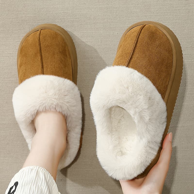 Korean Style Thick Sole Cotton Slippers Women Autumn Winter Internet Celebrity Home Indoor Non-Slip Warm Women Plush Slippers Men Wholesale